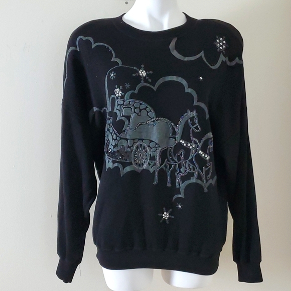 Lim Ying Ying Winter Pullover Sweatshirt Black Size Medium  Vintage - Picture 1 of 10